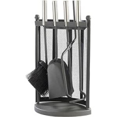 Carlo Milano Fireplace Set Compact Mini Fireplace Set in Stand 5 Pieces (Oven Cutlery, Poker, Tool)