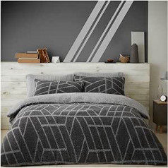 GC GAVENO CAVAILIA Teddy Fleece Duvet Cover King Size - Cosy Fluffy Bedding Set - Washable Bedding - Charcoal