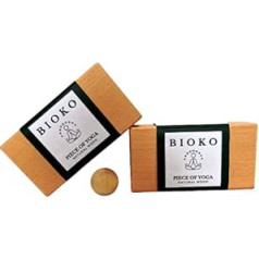 BIOKO Yoga Block Set of 2 + Massage Ball - Ecological Yoga Block Made of Beech 100% Natural - Yoga Block for Yoga Beginners and Advanced Meditation Pilates - Fitness Accessories Aid, Eco and Organic