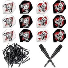 ONE80 Matt schwarze weiche Spitze 150/300 Stück - Ersatz Dartspitze 2BA Gewinde - 6/12 Stück langlebige extra dicke Dart-Flights