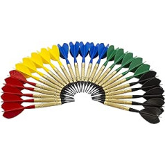 Darts 18g Bar Flight Shaft & Tip 1/4 Inch, Assorted Colours in Box of 25 Sheets