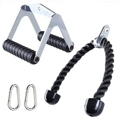 PELLOR Rowing Handle Tricep Rope Set, Pulley Fitness Cable Pull Handle Set