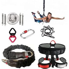 MADHEHAO Suspension Trainer Sling Trainer for Full Body Training Heavy Bungee Resistance Band Set Gravity Yoga Bungee Cord Resistance Belt Set 4D Bungee Dance Rope (65 kg)