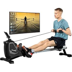 skandika Rowing Machine Venn, Rowing Ergometer, Tablet Holder, Rower with Multifunctional Computer, 8 Levels of Resistance Adjustment, Low Maintenance