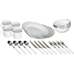 Stansport 11220-03 Deluxe Enamel Crockery Set 24 Pieces (White)