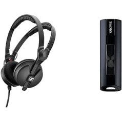 Sennheiser HD 25 Special Edition Headphones for Monitoring/DJ, Black & SanDisk Extreme PRO USB 3.2 Solid State Flash Drive 128GB (Read at 420MB/s, Write at 380MB/s) - Black