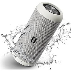 Bluetooth Speaker 30 W, Speaker with Radio FM Music Box, Bluetooth Box, with 360° HD Stereo Speaker Sound, Up to 30 Hours Wireless Music Playback Support AUX, TF (Silver)