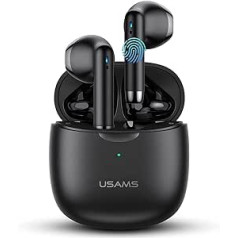 Bluetooth Headphones In-Ear Wireless with Powerful Bass with USB-C Quick Charge BT 5.0 HiFi 3D Stereo Sound True Wireless Earbuds with Integrated Microphone Touch Control Super-Mini (Black)