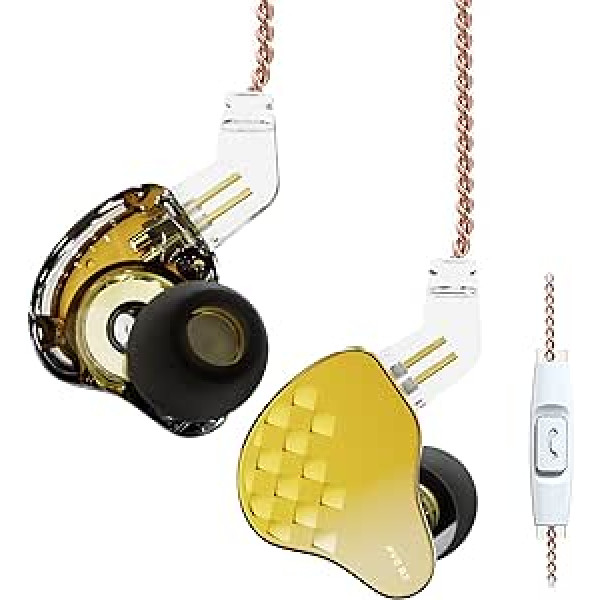 Yinyoo KBEAR Robin In-Ear Headphones, In-Ear Monitors, 1DD+4BA Hybrid Drivers, Stereo Sound Headphones, HiFi Cable, Earphones with Detachable Cable, Gift for Musicians, Singers (with Microphone, Gold)