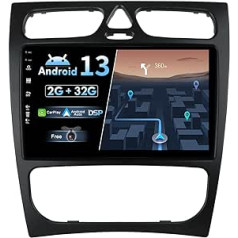 BXLIYER Android 12 Car Radio Suitable for Mercedes Benz C/CLK Class C-Class W203 (2000-2004) - Wireless Carplay/Android Car - Camera Free - [2G + 32G] - IPS 9 Inch 2 DIN - DAB Steering Wheel Control