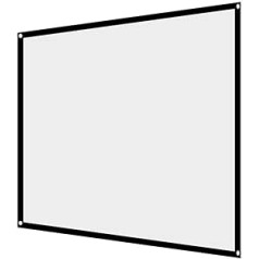 Projector Screen 72 Inches, 4:3 Holes for Hanging, Portable, Foldable, Wrinkle-Resistant, White Projector Curtain, Projection Screen for Outdoor, Camping, Movies, Open Air, Cinema