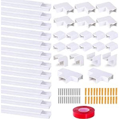 Self-Adhesive Cable Duct 0.4 m Pack of 12 Mini Cable Ducts for Hiding Cables for All Power Cables in Home and Office White