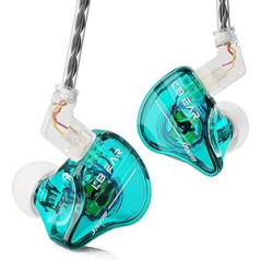 Yinyoo Kbear Storm Wired Earphones in Earbuds Headphones for Singer Musicians in Stage Studio Church Beautiful Round Bass IEM Earphones Hi Res Detachable Silver Cable (Green, No Microphone)