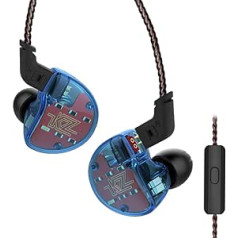 Linsoul KZ ZS10 5 Drivers In Ear Monitors High Resolution Earphones/Earbuds with Detachable Cable (with Mic, Blue)