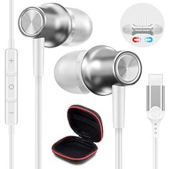 USB C Headphones for iPhone 15 Pro Galaxy A54 A34 5G, Magnetic Headphones with Microphone, In-Ear Type C Headphones USB C Connection USB C Headset for Samsung A33 A53 S23 FE Mi 13T Pixel 8 Pro 7a