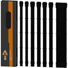 dcl24.de 30 cm Sleeved Cable PC Extension Kit Black for Power Supply, GPU/CPU, PSU Cable Extensions with Cable Combs, 3 x 8-Pin PCIe Suitable for All Graphics Cards