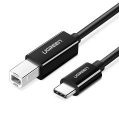 Кабель для принтера, сканера факса, USB-C - USB-B, 1м, черный