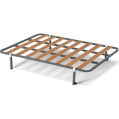 Hogar24 Es Основной реечный каркас с ножками 25 см, рейки из тополя, стальной трубчатый каркас 30 x 30 см, размеры: 135 x 190 см