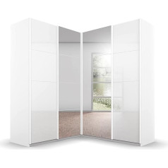 Rauch Möbel Угловой шкаф Quadra, шкаф с раздвижными дверями, белый, 4 двери, с зеркалом, 2 штанги для одежды и 12 полок, 181 x 210 x 187 см (Ш x В x Г)