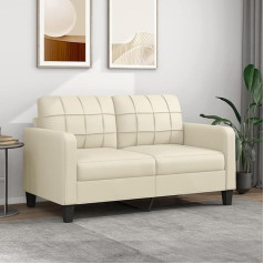 JUNZAI 2 Seater Sofa Cream 140 cm Faux Leather Sofa Living Room Youth Sofa Relax Sofa Sofas & Couches Sofa for Bedroom Youth Children's Room