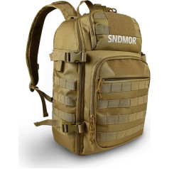 SNDMOR Taktischer Rucksack, Survival Rucksack Outdoor, Militär Rucksack mit Molle-System für Jagd, Camping, Wandern (Khaki)