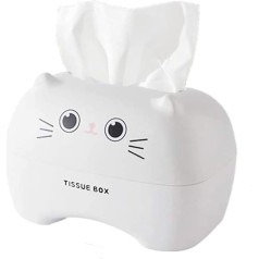 Kamenda Kitty Cat Cosmetic Tissue Box, Cartoon 3D Wet Wipes Tissue Box, Tissue Dispenser Paper Tissue Box for Car, Bathroom, Bedroom, Office