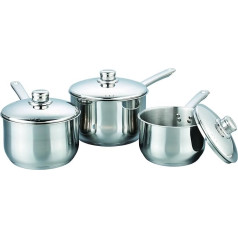 Buckingham Professional Induction Stainless Steel Set of 3 Deep Saucepans with Lid, Cooking Pot, 16 cm / 2.0 L, 18 cm / 2.8 L & 20 cm / 3.8 L ..... Премиальное качество