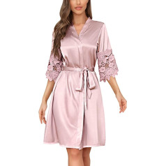 RSLOVE Frauen Satin Robe Spitze Trim Kimono Brautjungfer Morgenmantel lange Braut Roben für die Hochzeit