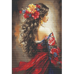 Luca-S Gold Spanish Girl Counted Cross Stitch Kit B702 Набор для вышивания крестиком для взрослых Набор для рукоделия и вышивания
