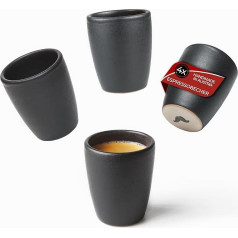 Mr. Barista® Набор из 4 чашек для эспрессо - Ручная работа - Идеально подходит для эспрессо - 80 мл - Безопасно для посудомоечной машины - Матовый че