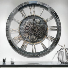 DORBOKER 68 см большие старинные настенные часы с подвижными шестеренками, ретро дерево, закаленное HD стекло, XXL антикварные стимпанк промышлен