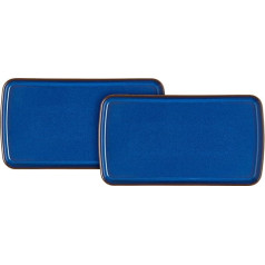 Denby Imperial Blue Rectangular Ceramic Stoneware Serving Platter 26cm x 14.5cm Royal Blue Dinner Party Buffet Tray