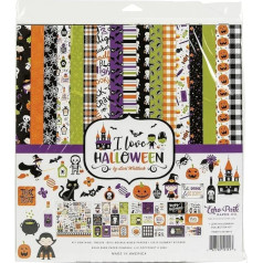 Echo Park Paper Company ILH218016 Набор I Love Halloween Collection, бумага, оранжевый, черный, фиолетовый, зеленый, 12 x 12 дюймов