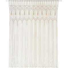 Mkono Macrame Curtain Wall Hanging Large Handmade Woven Tapestry Window Curtains Boho Door Curtain for Wedding Decoration Living Room Children's Room Ivory 132 x 180 cm