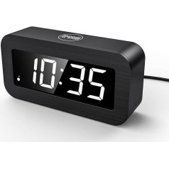 Цифровой будильник KWANWA, работает от сети или от батареек, обновленный LED/LCD дисплей времени, регулируемая яркость, функция Snooze, 12/24 часа, мале