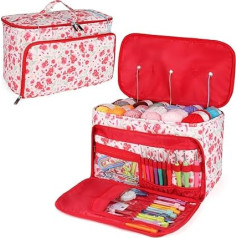 Aeelike Сумка для вязания с 3 отверстиями для пряжи, квадратная портативная сумка для вязания для путешествий, прочная сумка из оксфордской тк