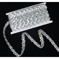 Эластичный Sequin Trim Металлический Stretch Sequin Trim Черный Кружева Отделка для Платья Украшения Оголовье (10 ярдов, серебро)