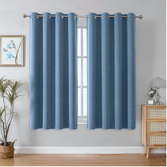 CUCRAF Шторы блэкаут с шумоподавлением, солнцезащитные шторы с люверсами из термобелья для гостиной, небесно-голубой, 2 панели, Ш 132 x Д 160 см