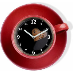 FLEXISTYLE Moderne Küchen Wanduhr Tasse Perfetta, rot, Acrylglas, UV-Druck, Made in EU