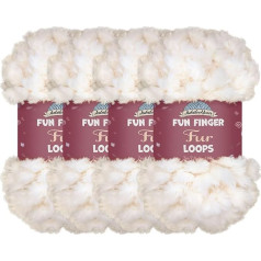 JubileeYarn Fun Finger Fur Loops Polyester Jumbo Weight Loop Yarn 200g/Ball - White - 4 Balls