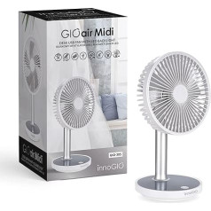 InnoGIO GIOair Midi, настольный вентилятор со светодиодной подсветкой и USB, вентилятор с регулируемой высотой и наклоном, перезаряжаемый аккумулят