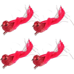 RUNROTOO Набор из 4 Искусственных Птиц Висячие Украшения Рождественские Птицы Рождественские Птицы Украшения Птицы с Клип Рождественская Елк