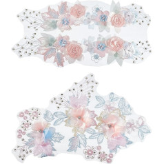 nbeads 2 пары 3D кружева аппликации патчи, 2 стиля розовые патчи вышивка кружева цветочные патчи цветочный мотив бисер кружева отделка ткани им