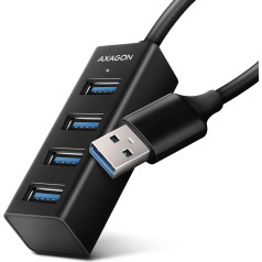 Axagon Hue-m1a концентратор 4-портовый металлический мини usb 3.2 gen 1, кабель usb-a 20 см
