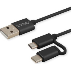 Кабель cl-128 (micro usb тип b, usb тип c - usb 2.0 тип a ; 1м; цвет черный)