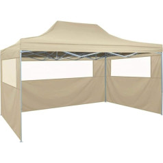 HOMIUSE Складная палатка Pop-Up Gazebo Складная беседка Barbecue Gazebo Стенд для продажи Garden Gazebo Party Tent Pop Up Gazebo Складная с 4 боковыми панелями 3 x 4,5 м Кремовы