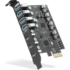 USB 3.0 PCIe Expansion Card 7-Port (4A +3C), PCI Express USB Add in Card 5Gbps USB 3.0 PCI Express Expansion Card Internal USB3 Hub Converter for Desktop PC Windows XP 7/8/8.1 MAC OS 10.8.2