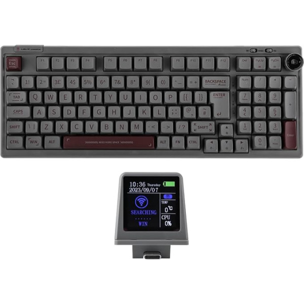 EPOMAKER RT100 97 клавиш ISO(UK) Механическая игровая клавиатура с регулируемым мини-телевизором, печатью, тремя режимами (BT5.0/2.4Ghz/USB-C), гнездом горяче