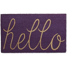 DII Hello Coir Fiber Doormat Non-Slip, Durable, Indoor/Outdoor, Animal-Friendly, Natural Fibres, Purple, 18x30