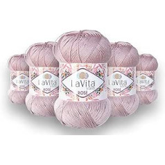 LaVita Yarn Rose Hand Knitting Yarn, Wool, 5-Piece Pack, 100% Acrylic, 1 Ball, 100 g, 350 m (4134)